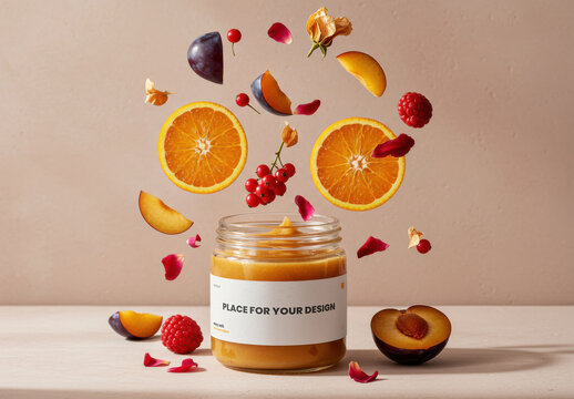 Pap Puree Fruit baby Food Jar Label Mockup