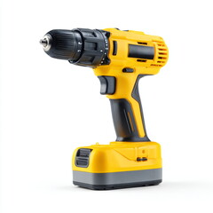 cordless screwdriver with battery pack, modern design, isolated on white background