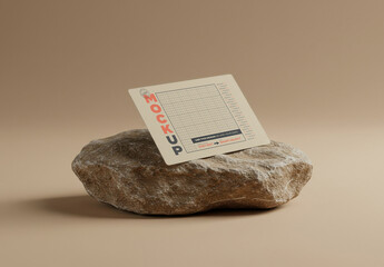 Personal Card on Rock Mockup