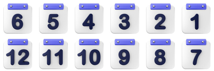 3d calendar date event reminder plan organizer icon set bundle illustration