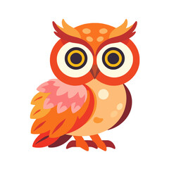 Fototapeta premium Cute Cartoon Owl Illustration- Orange and Yellow Bird- Adorable Animal Graphic for Kids- Whimsical Design- Educational Resources- Nature Illustration for Learning- Birdwatching Art