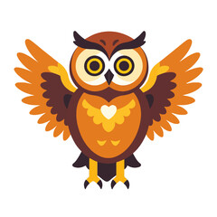Fototapeta premium Cute Owl Vector Illustration-Adorable Bird with Wings Spread-Colorful Cartoon Owl Design-Perfect for Kids Illustrations and Graphic Design Projects-Wise Owl Image