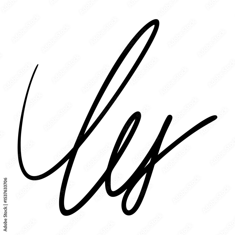 Fototapete handwritten signature name sign with random letter forms. fake autograph for contract or document us