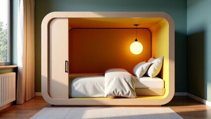 Modular bedroom pod for private rest in shared space