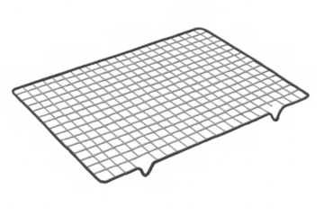 Metallic grid for cooling pastries and other baked goods, isolated on transparent background, perfect for culinary projects