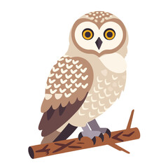 Obraz premium Cute Cartoon Owl Illustration-Adorable Bird Perched on a Branch-Wildlife Art for Kids and Nature Lovers-Download High-Quality Vector Graphic Now