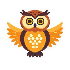 Naklejka premium Cute Cartoon Owl Illustration-Whimsical Owl Art for Kids-Adorable Owl Character Design-Funny Owl Vector Graphic-Owl with Big Eyes Image