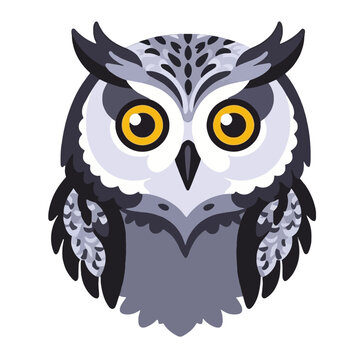 Cute Cartoon Owl Illustration-Whimsical Bird Design with Yellow Eyes-Make Owl Graphics for Creative Projects-Owl Artwork for Kids and Adults