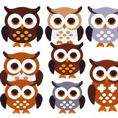 Obraz premium Cute Owl Illustration-Colorful Cartoon Owls for Kids-Whimsical Owl Pattern-Owl Art Print-Digital Owl Design-Fun Owl Clipart-Owl Graphic for Crafts and Decor