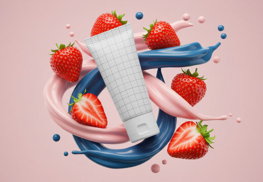 Strawberry Cream Tube Mockup