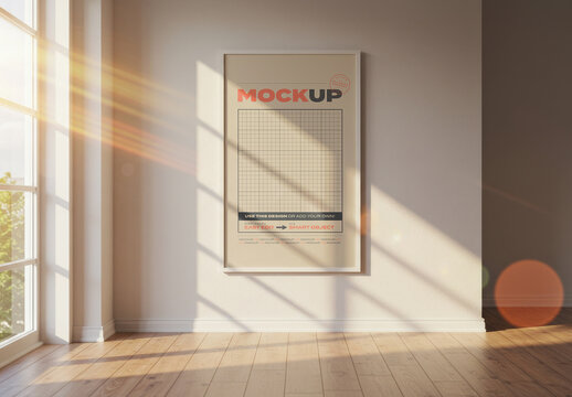 Super Vertical Poster Frame Mockup Window Sun Light