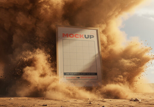 Tornado Sand Storm Frame Poster Mockup