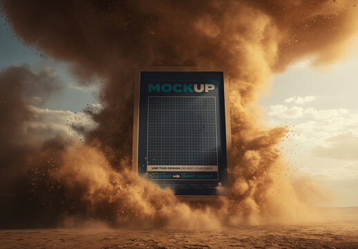 Tornado with Poster Frame Mockup