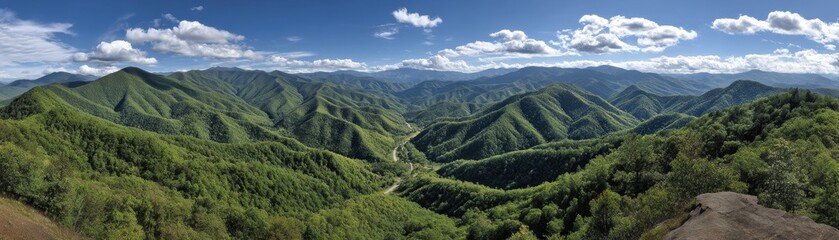 Obraz premium Rolling hills and dense forests in the Smoky Mountains National Park - stillness scenery peace hills Smoky