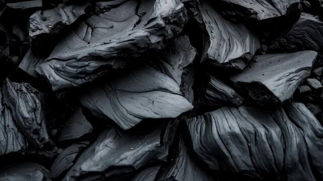 A heap of anthracite coal with black texture, providing a dark fuel energy for power generation, and heating