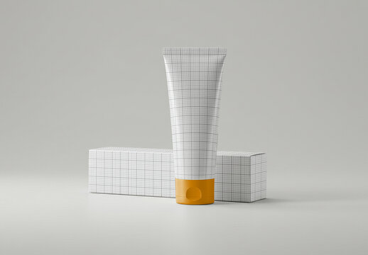 Tube with Packaging Box Mockup