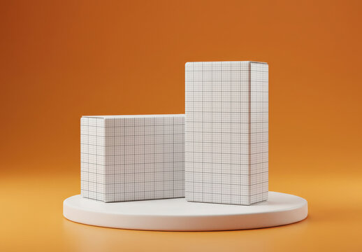 Two Boxes on Stand Mockup