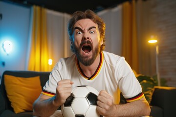 Dedicated German football supporter caught in the heat of the moment