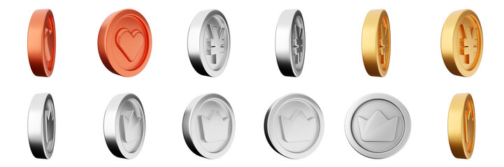 3d coin finance investment wealth payment income money dollar icon set bundle illustration