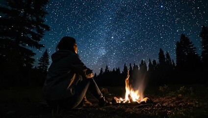 満天の星と焚き火に包まれる癒しの夜 - Powered by Adobe