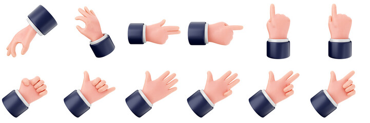 3d hand gestures like thumb finger trendy icon set bundle illustration