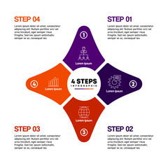 Circle chart infographic template with 4 options for presentations business. shape circle star infographic. Vector illustration Eps 