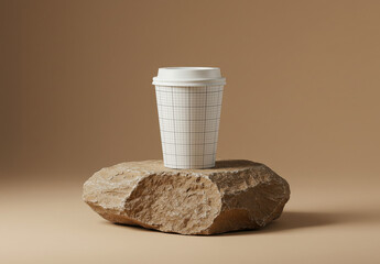 Take Away Cup on Rock Mockup