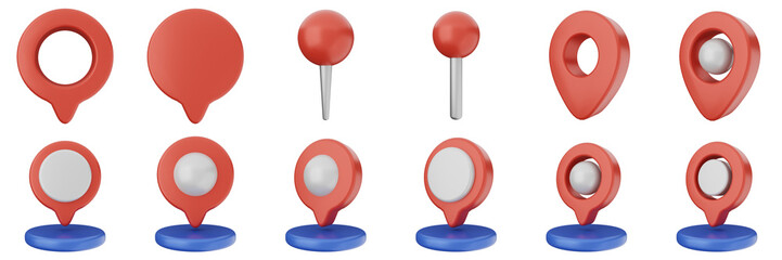3d location mark navigation mark pin position icon set bundle illustration