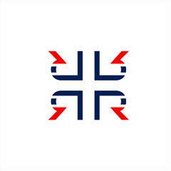 Cross logo design with letter R elements.