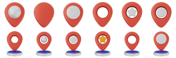 3d location mark navigation mark pin position icon set bundle illustration