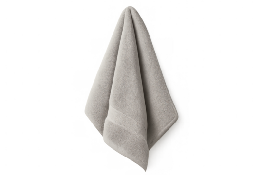 Neutral-toned terry towel draping with transparent backdrop, ideal for bathroom, spa, wellness design presentations
