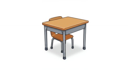 Simple student desk and chair illustration