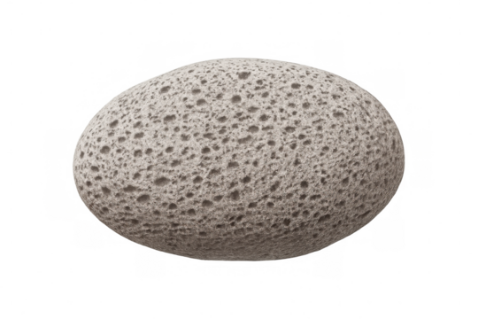 Porous oval pumice stone offering natural skin exfoliation, smoothing and cleansing rough skin surfaces on clean background