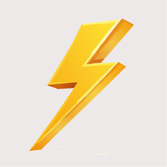 Golden Lightning Bolt 3D Icon  Energy, Power, Speed Symbol