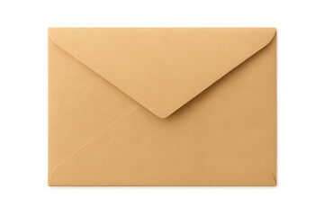Studio shot of a closed brown envelope, isolated on a transparent background, ready for mailing