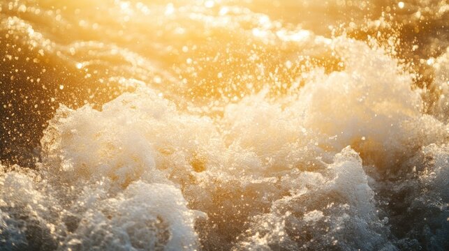 Water crashing and churning with foamy bubbles and sunlit splashes - Powered by Adobe