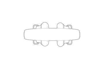 Headphones Technical Drawing Monochrome Line Art Blueprint Plan - Ideal for Audio Equipment, Tech Concepts, and Design Projects with a Clean Aesthetic, Engineering, Modern Gadget Draft.