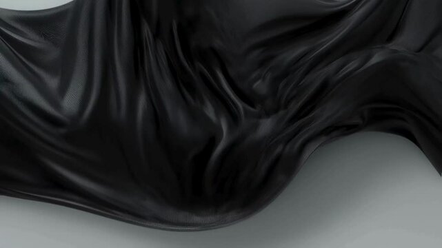 Abstract Black Draped Fabric Elegant Swirling Silk Texture