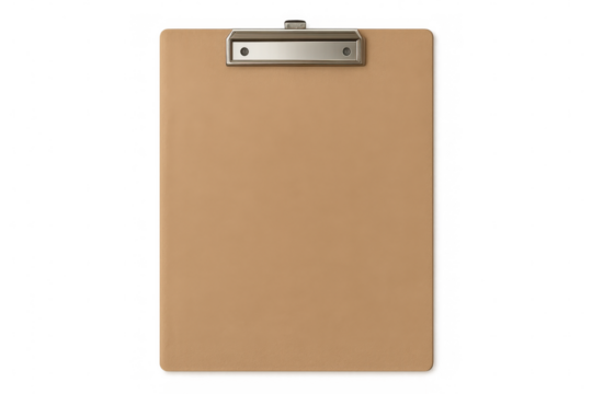 Clipboard with blank paper and transparent background, perfect for adding your own text or images