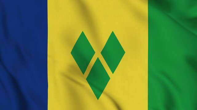 Flag of Saint Vincent and the Grenadines – 4K Seamless Loop of the Caribbean Nation Banner