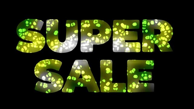 Super Sale Announcement: Festive Green and Yellow Text Animation