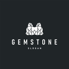 gemstone logo design natural gemstone chunks with a modern simple line concept as a symbol of jewelry simple illustration template