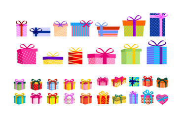 Present icon gift birthday. Gift box icon set. Flat vector style. 