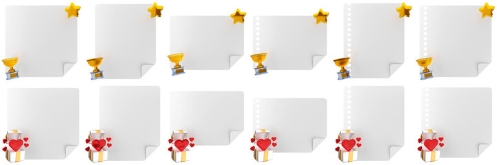 3d message blank comment sticky note paper text box speech bubble icon set bundle illustration