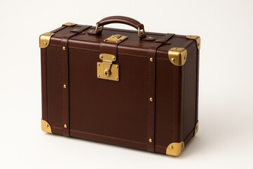 Elegant 3D travel luggage icon with premium leather texture and metallic hardware details isolated on clean studio background for vacation branding