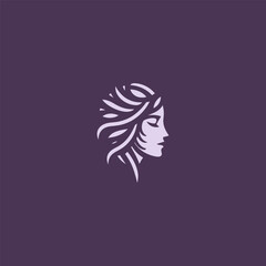 Abstract goddess logo in elegant and stylized form.
