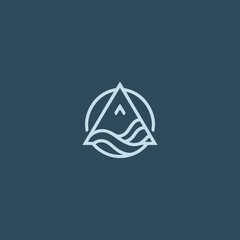 Triangle and wave logo in simple geometric line art style.