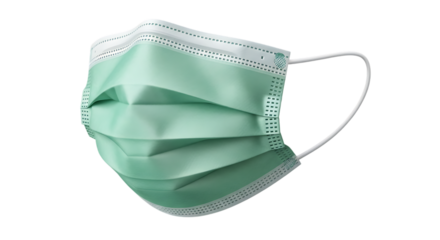 Isolated Medical Face Mask on Transparent Background Represents Healthcare and Hygiene, Symbolic of Prevention, Protection, Safety, and Personal Wellness