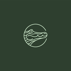 Crocodile logo in minimalist and simple line art style.