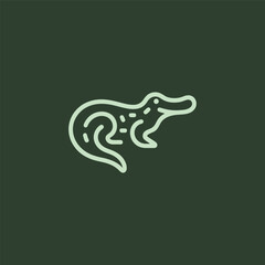Crocodile logo in minimalist and simple line art style.